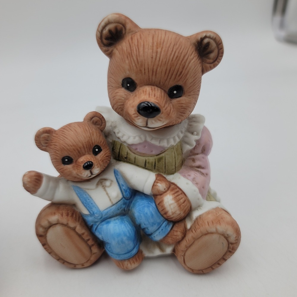 Vintage Homco Porcelain Teddy Bear Family Figurines Set of 2 Model 1444 - Picture 3 of 4